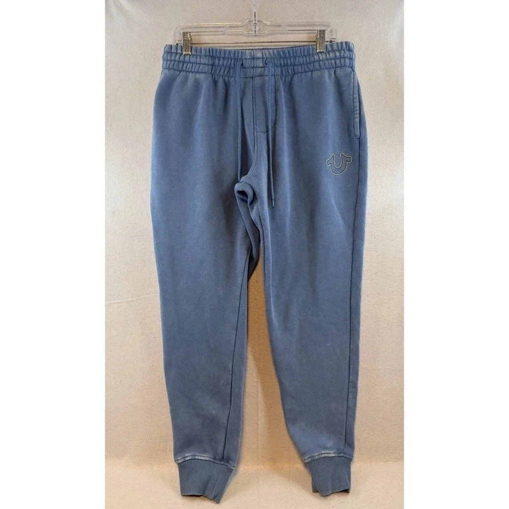 True Religion Men's Small Coronet Blue Horseshoe Washed HS Jogger Sweatpants